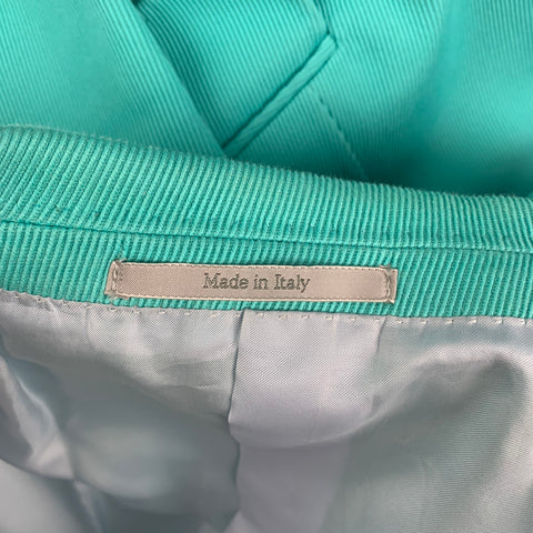 GUCCI Size 38 Teal Textured Cotton Notch Lapel Suit