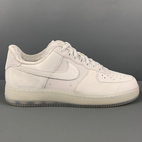 NIKE Talla 10.5 Zapatillas bajas de cuero de telas mixtas blancas