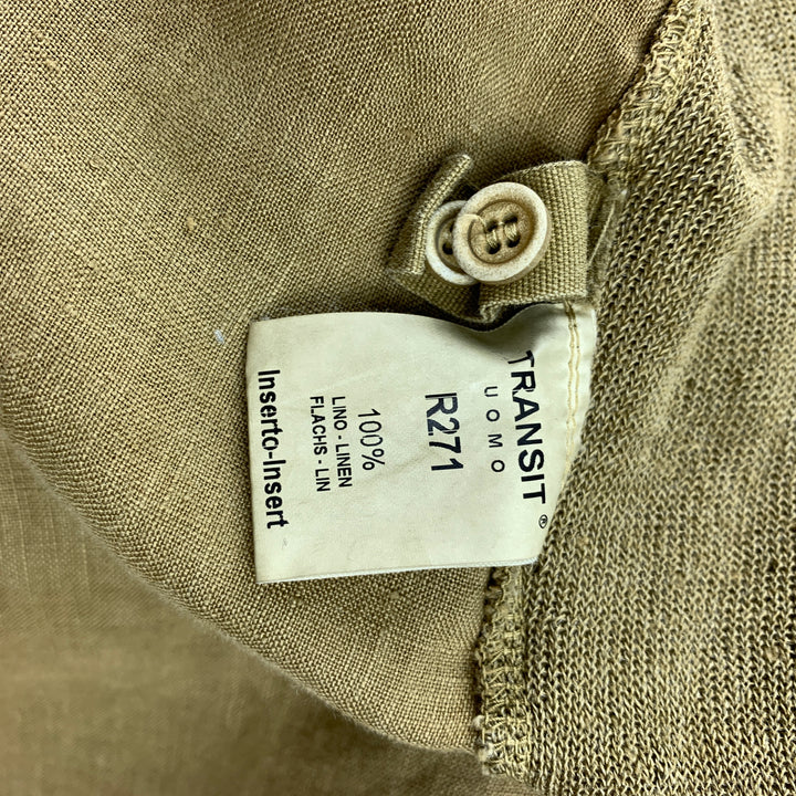 TRANSIT UOMO Camisa de manga larga con botones de lino mostaza talla L