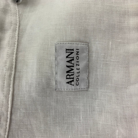 ARMANI COLLEZIONI Size L White Flax Button Down Long Sleeve Shirt