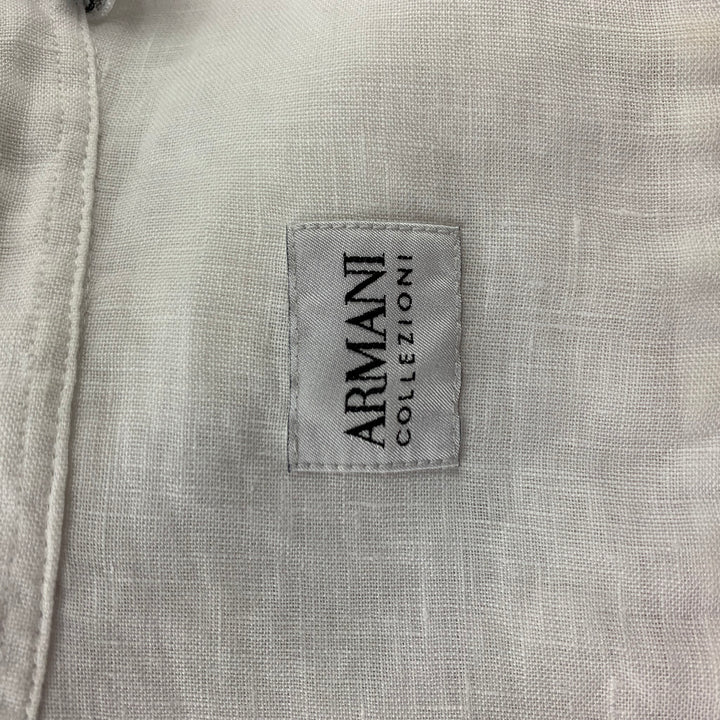 ARMANI COLLEZIONI Camisa de manga larga con botones de lino blanca talla L