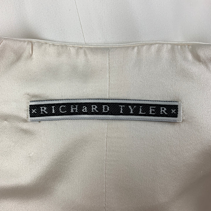 RICHARD TYLER Size 8 Cream Viscose Cap Sleeves Dress