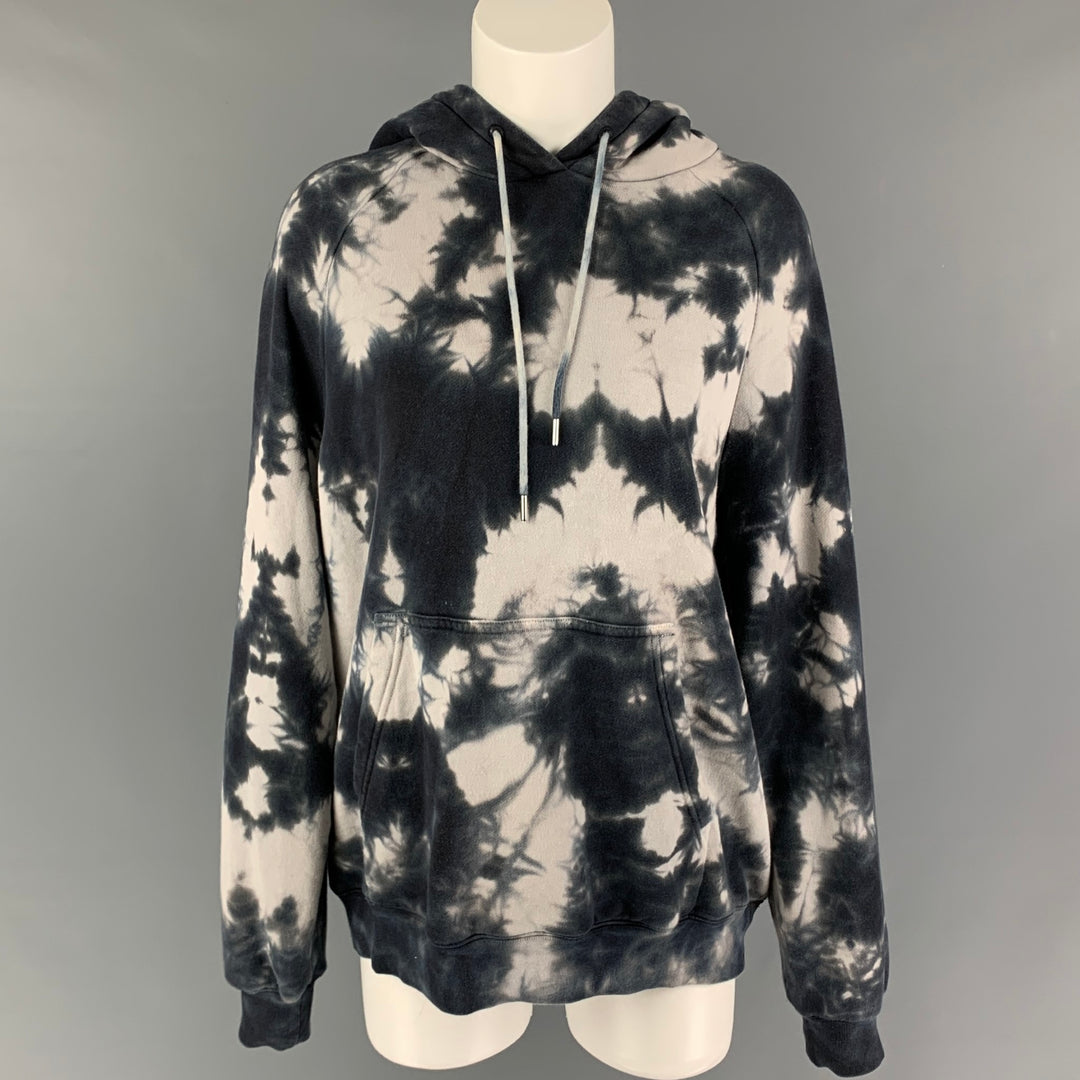 QUATRE-VINGT-DIX POUR CENT Taille S Gris Blanc Tie Dye Sweat à capuche en coton
