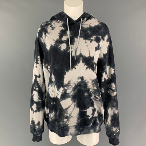 NINETY PERCENT Size S Grey White Tie Dye Cotton Hoodie Sweatshirt