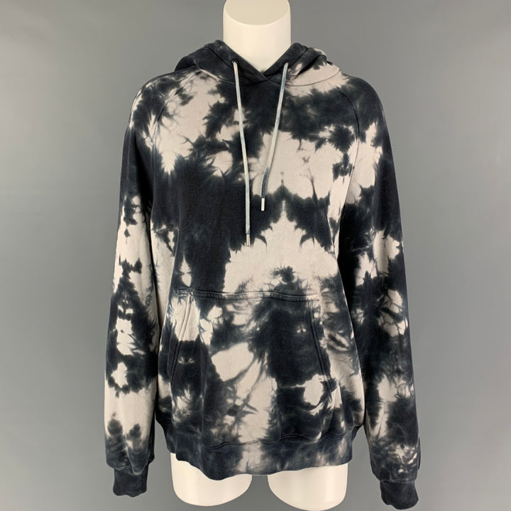 QUATRE-VINGT-DIX POUR CENT Taille S Gris Blanc Tie Dye Sweat à capuche en coton