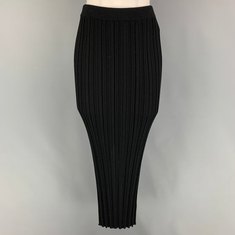 HELMUT LANG Falda larga de tubo de canalé en mezcla de lana merina negra talla L