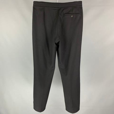 PRADA Taille 30 Pantalon habillé en cuir mélangé de laine noire