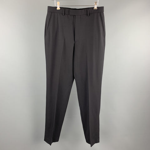 PS by PAUL SMITH Talla 32 Pantalón de vestir con parte delantera plana de lana azul marino