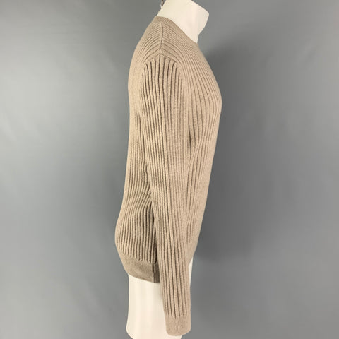A.P.C. Size M Taupe Ribbed Wool Blend Crew-Neck Pullover
