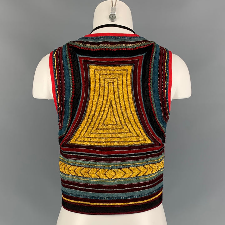 DRIES VAN NOTEN Size M Multi-Color Cotton Embroidered Cropped Vest