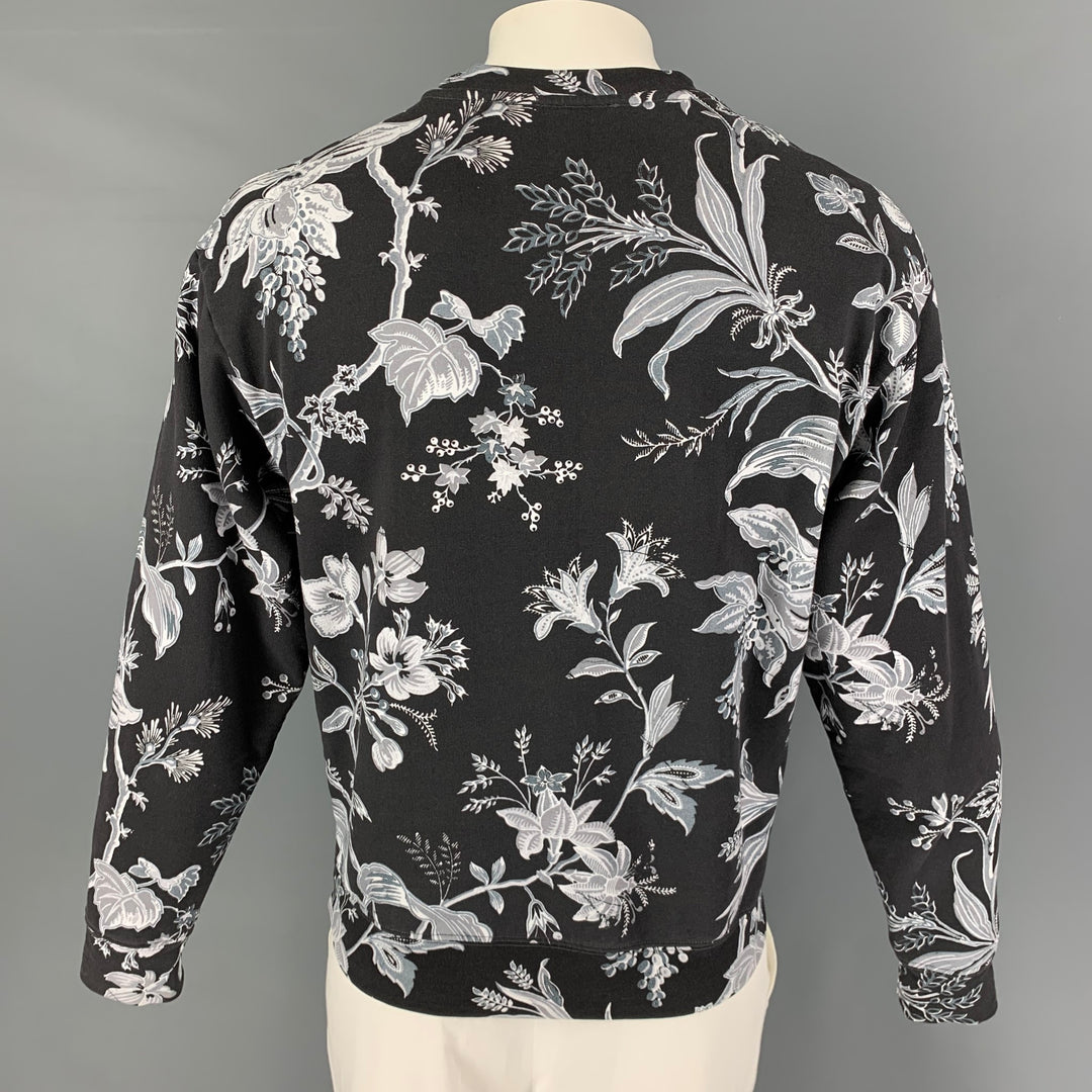 MCQ by ALEXANDER MCQUEEN Size M Black White Print Cotton Crew-Neck Pullover