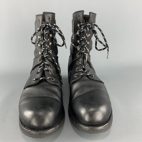 RALPH LAUREN Purple Label Size 11 Black Leather Lace Up Work Boots