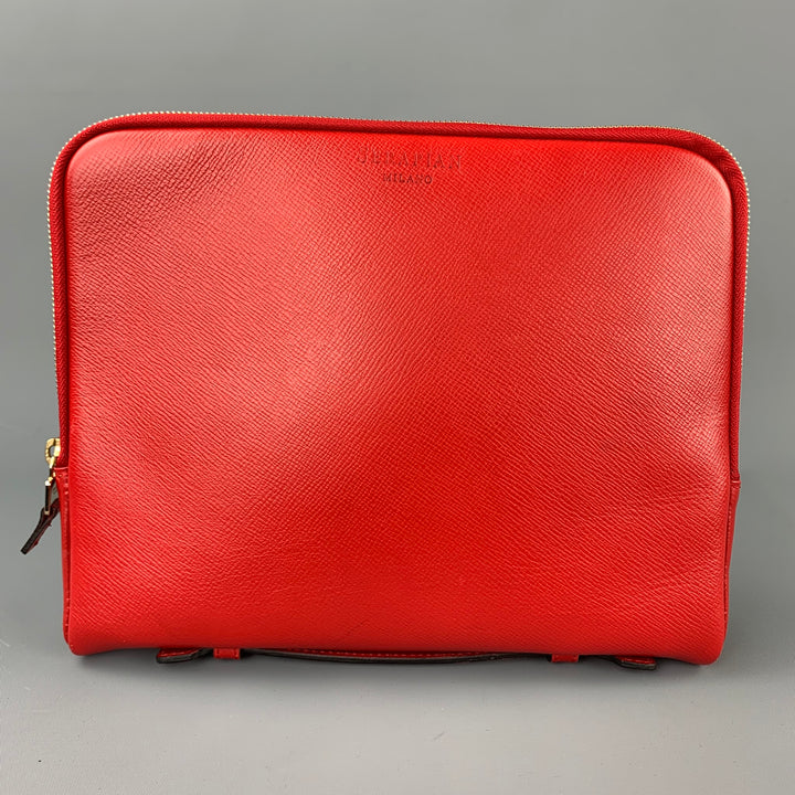SERAPIAN Red Leather Zip Up iPad Case