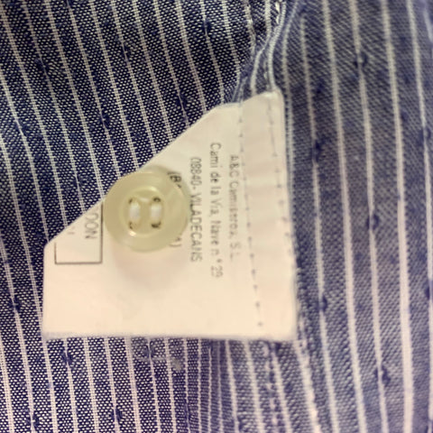 BARNEY'S NEW YORK Size M Blue & White Stripe Cotton Long Sleeve Shirt