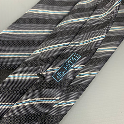 BRIONI Slate & Stripe Silk Tie