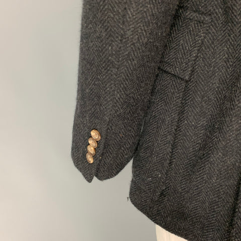 POLO by RALPH LAUREN Size XL Dark Gray Herringbone Virgin Wool Belted Coat