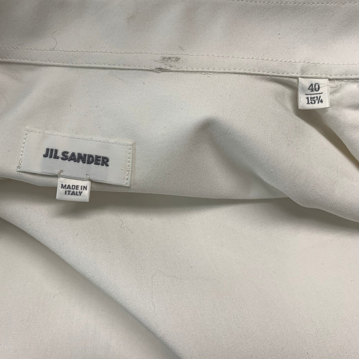 JIL SANDER Camisa de manga larga con botones de algodón y patchwork blanca talla M