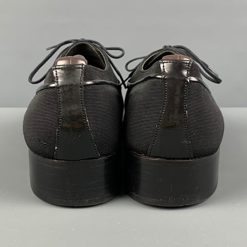 BALLY Size 11.5 Black Textured Fabric Lace Up Shoes