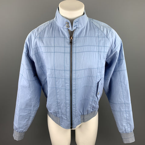 CALVIN KLEIN COLLECTION Size 38 Light Blue Stitched Cotton / Acrylic Zip Up Jacket