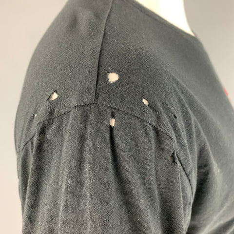 VALENTINO Taille XL T-shirt à col rond en coton graphique noir