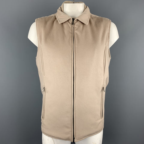LORO PIANA Chaleco Storm System con cremallera y cachemira beige avena talla XL