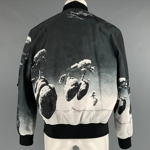 VALENTINO Size 36 Grey Black Polyester Bomber Jacket