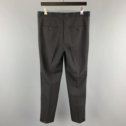 NEIL BARRETT F/W 17 Size 32 Black Solid Wool Blend Tuxedo Dress Pants