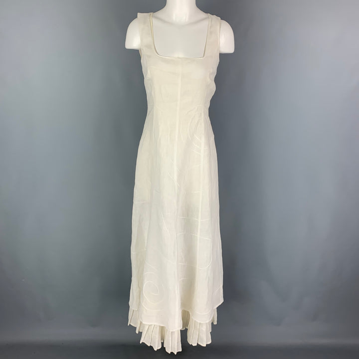 SONIA SPECIALE Size M White Embroidered Sleeveless Long Dress