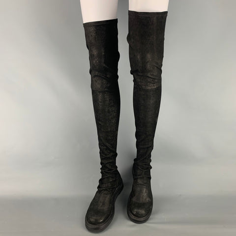 RICK OWENS Talla 7 Botas sin cordones de piel de cordero de cuero negro