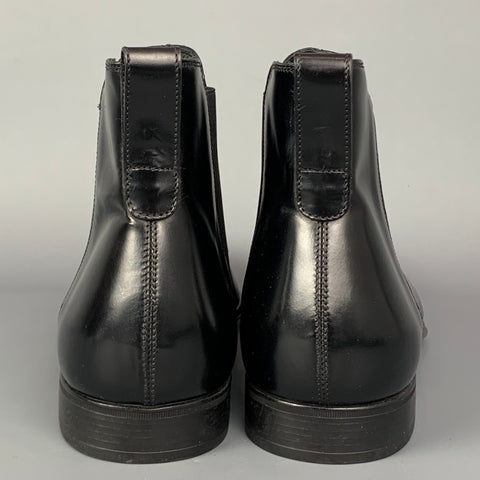 SALVATORE FERRAGAMO Size 11 Black Leather Pull On Chelsea Boots