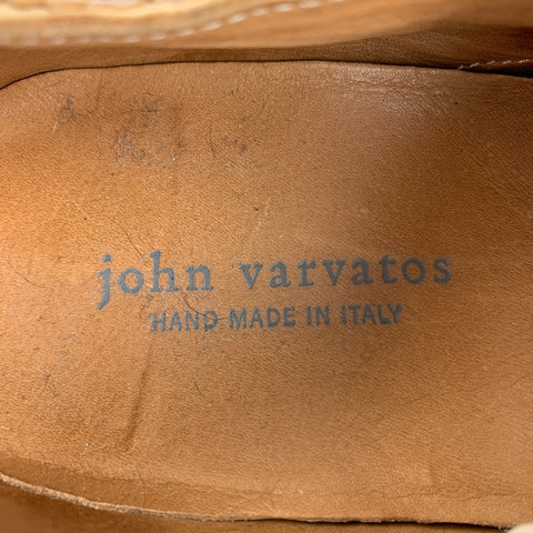 JOHN VARVATOS Talla 8.5 Zapatos con cordones y punta de ala de cuero perforado color canela