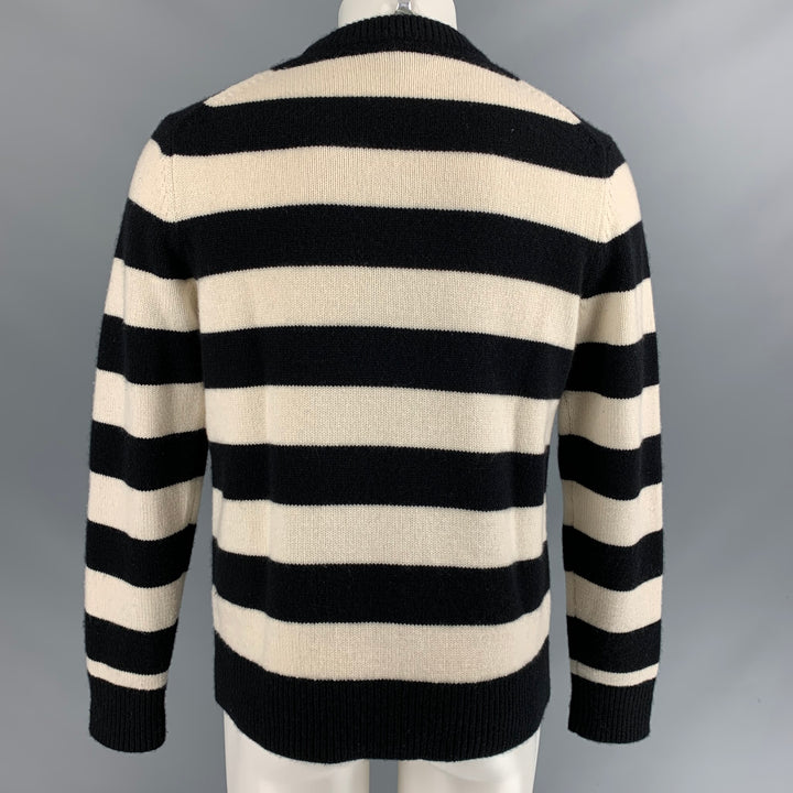 RAG & BONE Size S Black & White Stripe Cashmere Crew-Neck Sweater
