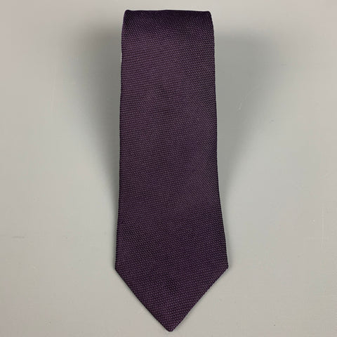 GIORGIO ARMANI Purple Black Textured Silk Tie