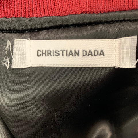 CHRISTIAN DADA Taille S Brique Rouge Solide Laine Mélange Bomber Veste