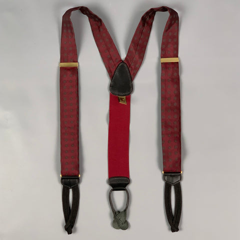 TRAFALGAR Burgundy Print Silk Suspenders