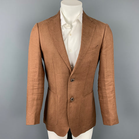 BELLORA Havana Size 38 Brown Linen Notch Lapel Sport Coat