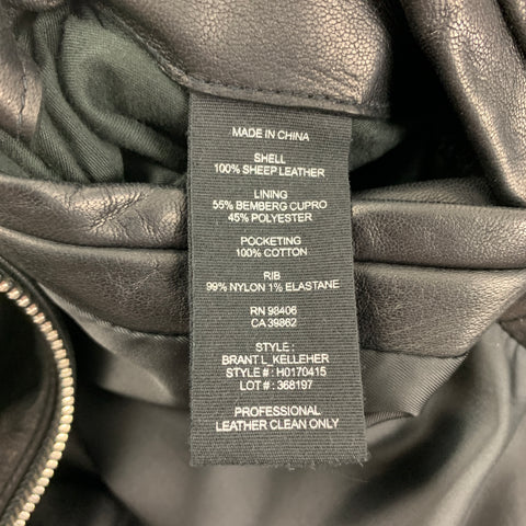 THEORY Size M Black Leather Bomber Jacket