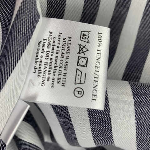LIBERTINE Size XL Navy White Stripe Tencel Button Down Long Sleeve Shirt