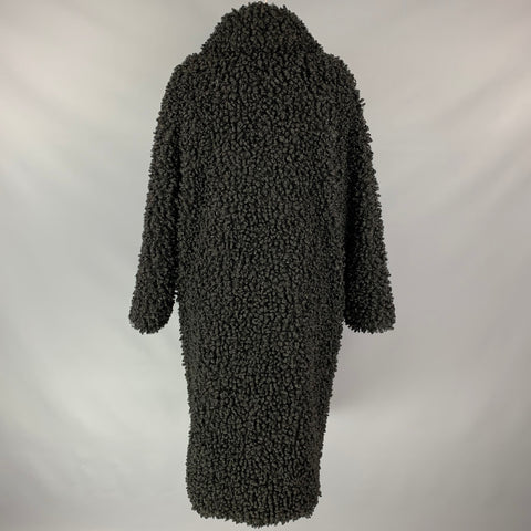 STAND STUDIO Size XL Black Textured Faux Fur Coat