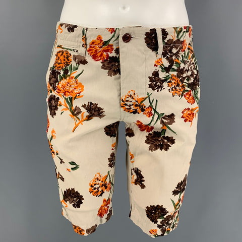MARK McNAIRY Size 30 Beige Brown Floral Cotton Button Fly Shorts