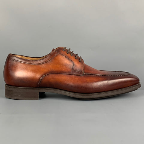 MAGNANNI Size 9 Brown Antique Leather Lace Up Shoes