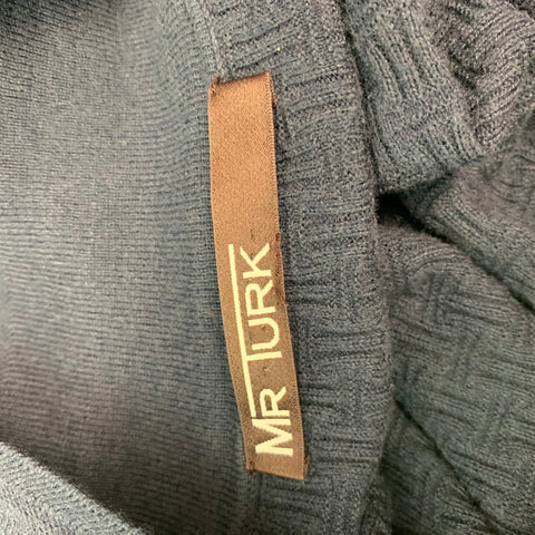MR TURK Size M Navy Textured Cotton Blend Polo