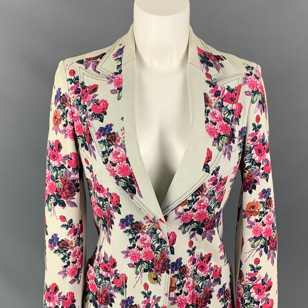 D&G by DOLCE & GABBANA Size 6 Multi-Color Floral Denim Jacket