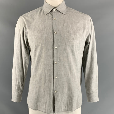 JOHN VARVATOS Size M Grey Heather Cotton Long Sleeve Shirt