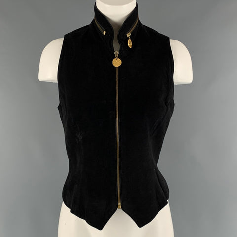 DONNA KARAN Size S Black Zip Up Vest