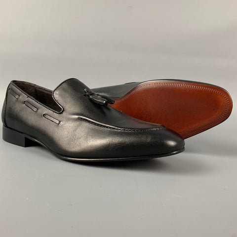 WALL+WATER Size 7.5 Black Leather Slip On Tassel Loafers