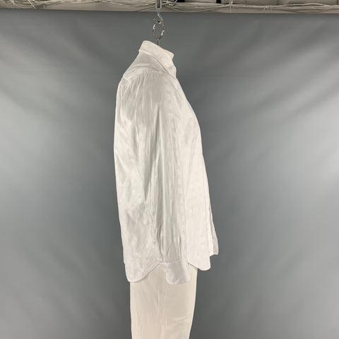 BRIONI Taille M Chemise à manches longues boutonnée en coton jacquard blanc