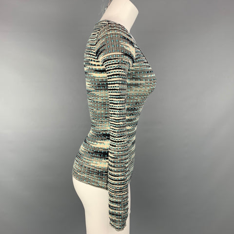M MISSONI Taille 4 Pull en laine mérinos noir et turquoise
