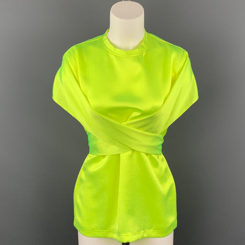 SIES MARJAN S/S 17 Size 4 Neon Yellow Satin Triacetate Wrap Around Nikki Top