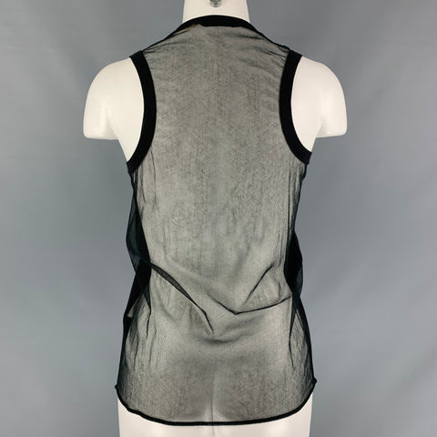 PORTS 1961 Black Size S See Through Silk & Cotton Tank Top